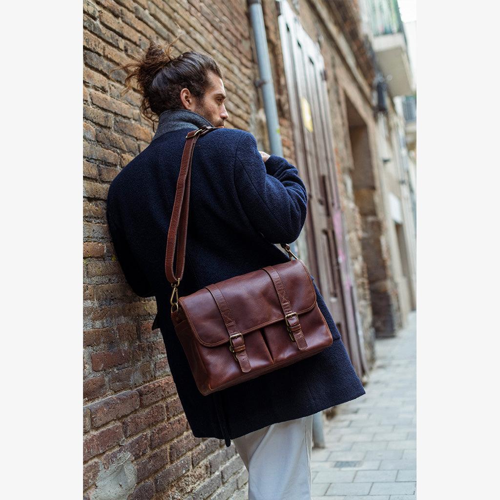 Roma Cognac Leather Camera Bag