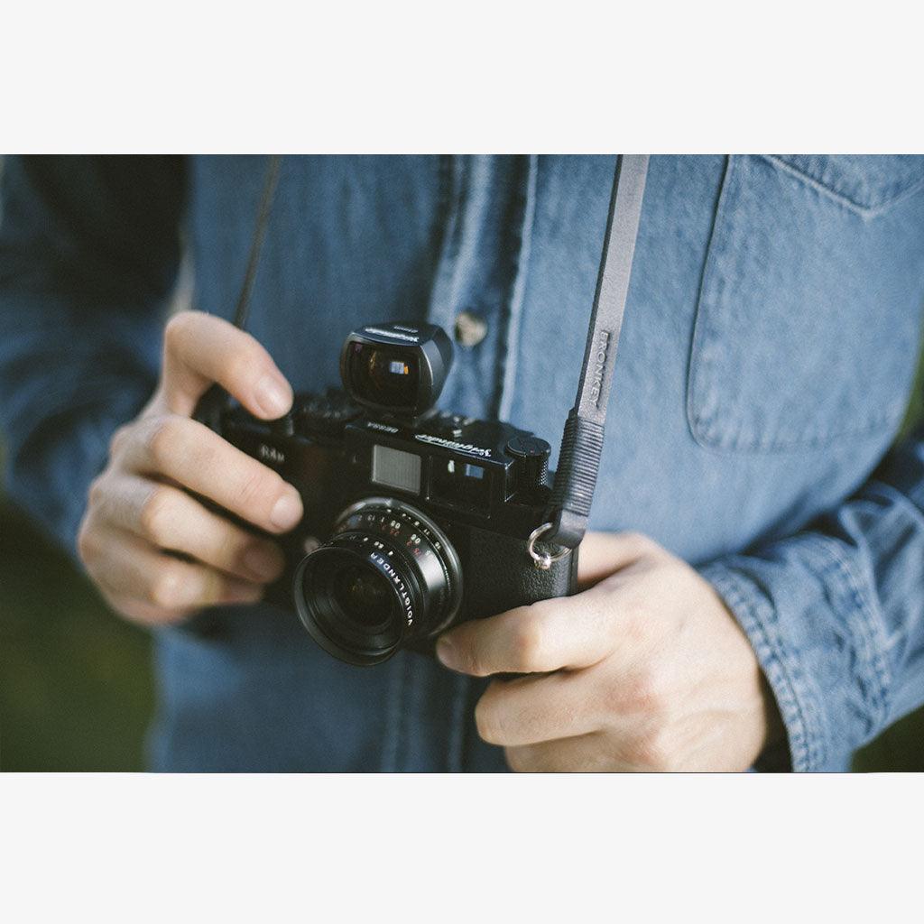 Tokyo #104 - Black & black leather camera strap