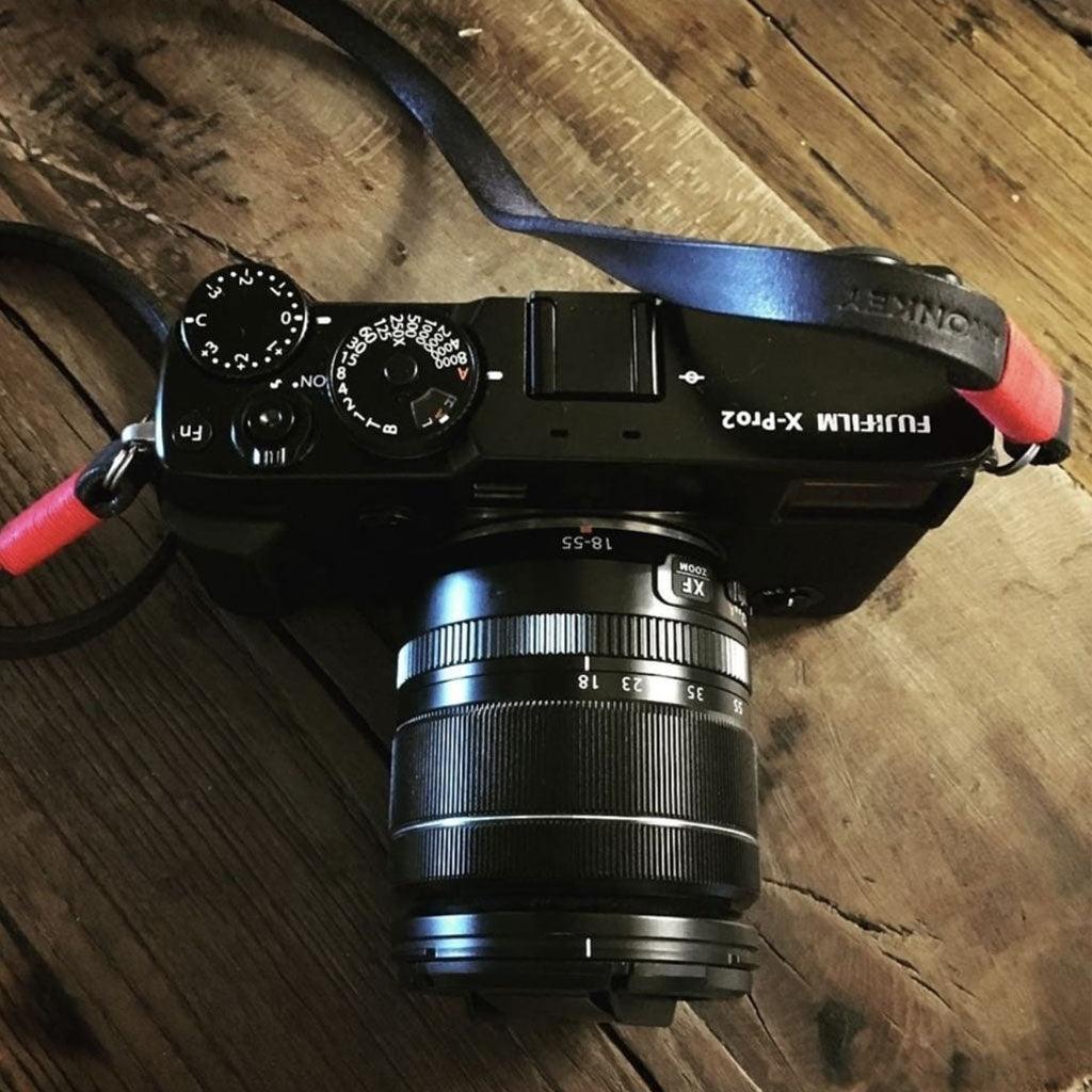 Tokyo #102 - Brown & Red leather camera strap