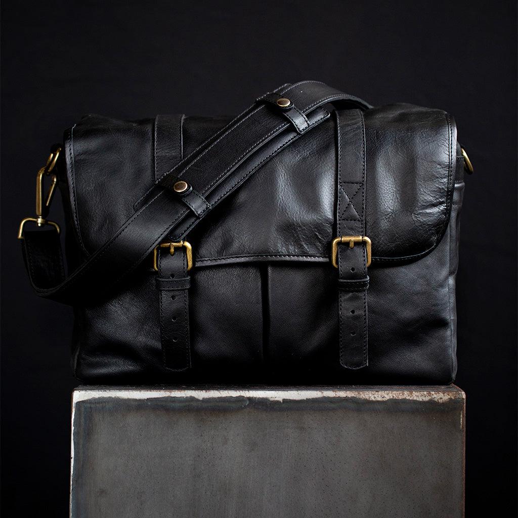 Roma Black Leather Camera Bag