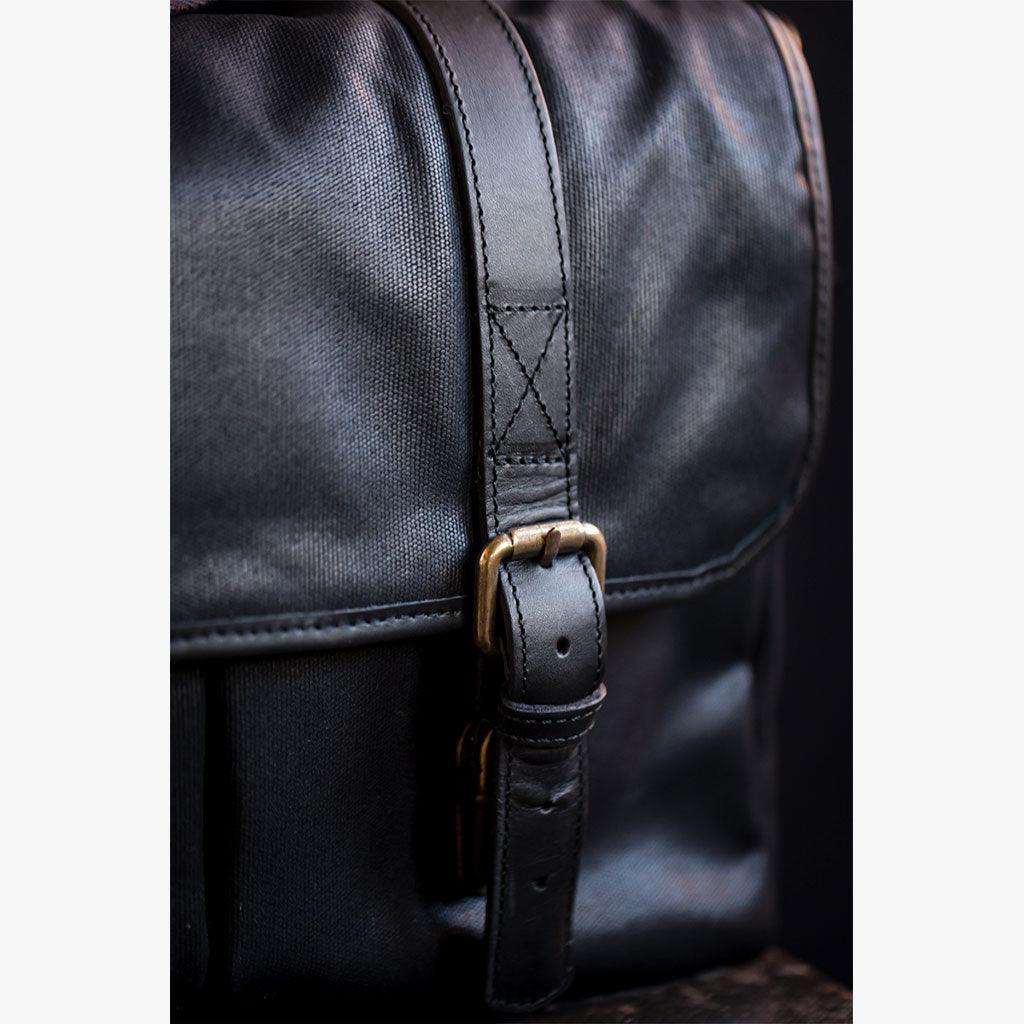 Roma Black Waxed Canvas Camera Bag
