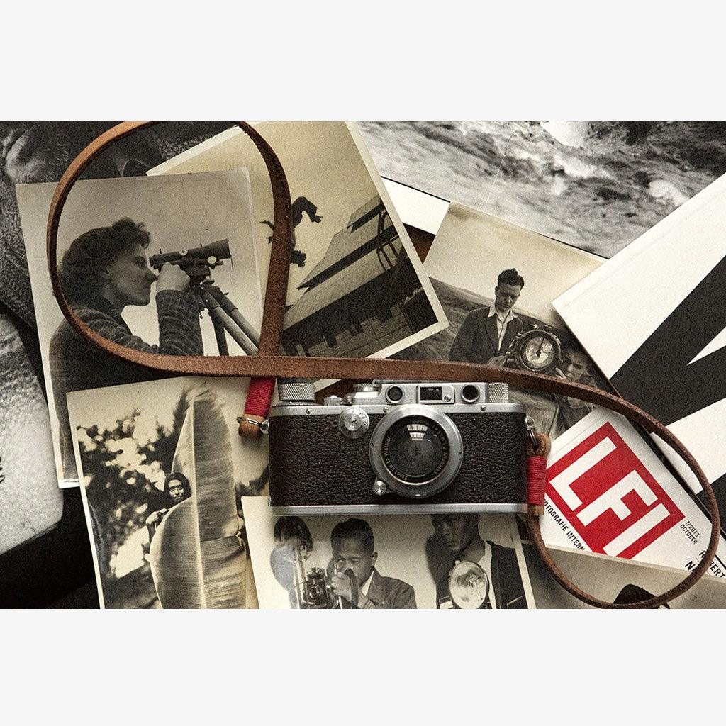 Tokyo #103 - Tanned & Red leather camera strap