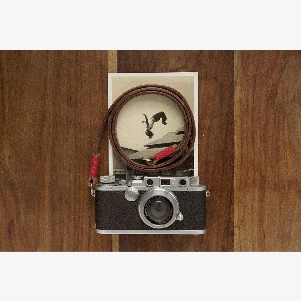 Tokyo #103 - Tanned & Red leather camera strap