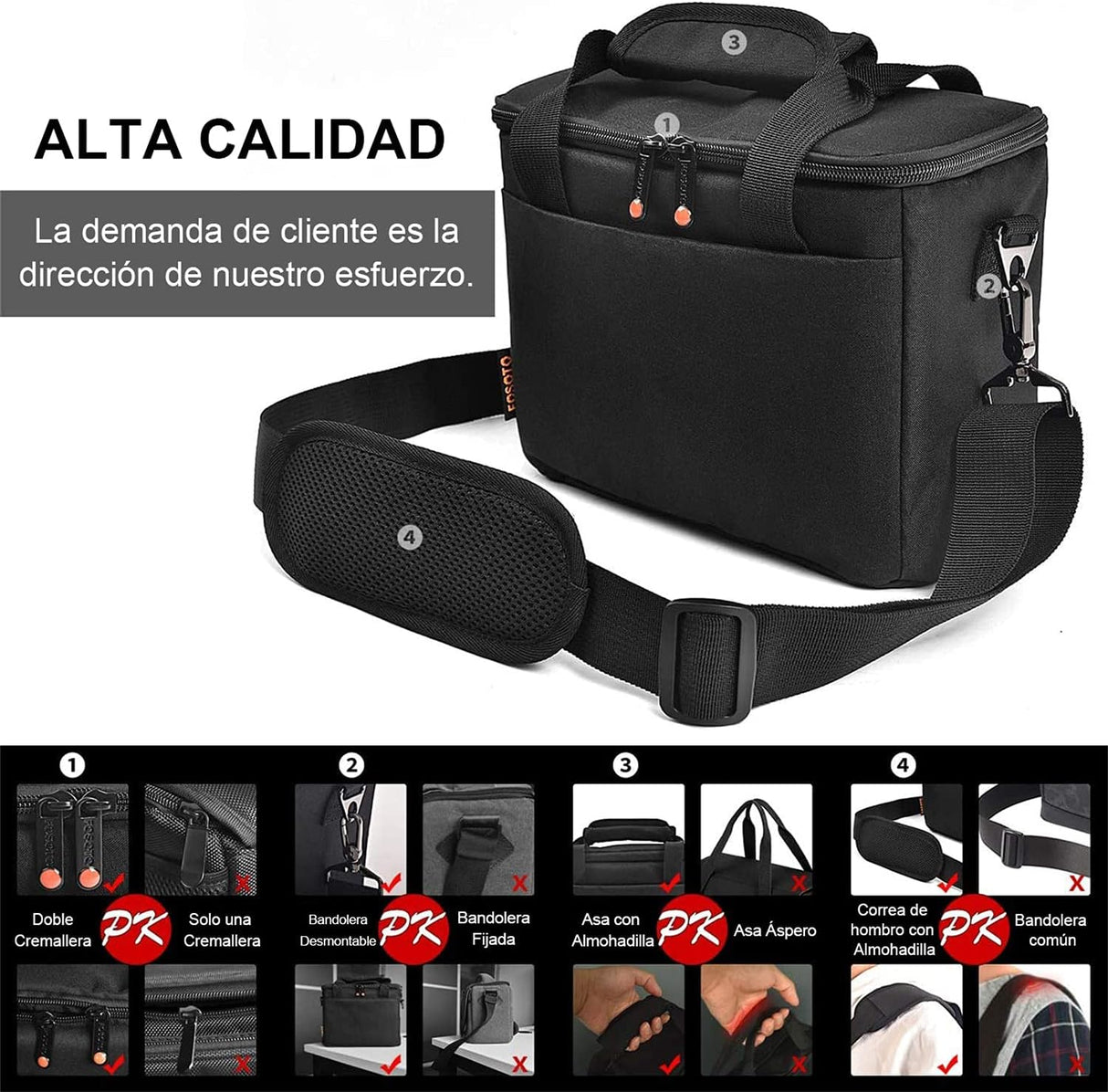 FOSOTO Digital SLR DSLR SLR Borsa per fotocamera Borsa a tracolla impermeabile anti-shock per 1 fotocamera, 1 o 2 obiettivi e accessori fotografici per Canon 700D 1200D 600D, Nikon Sony a7 II a6400, Panasonic