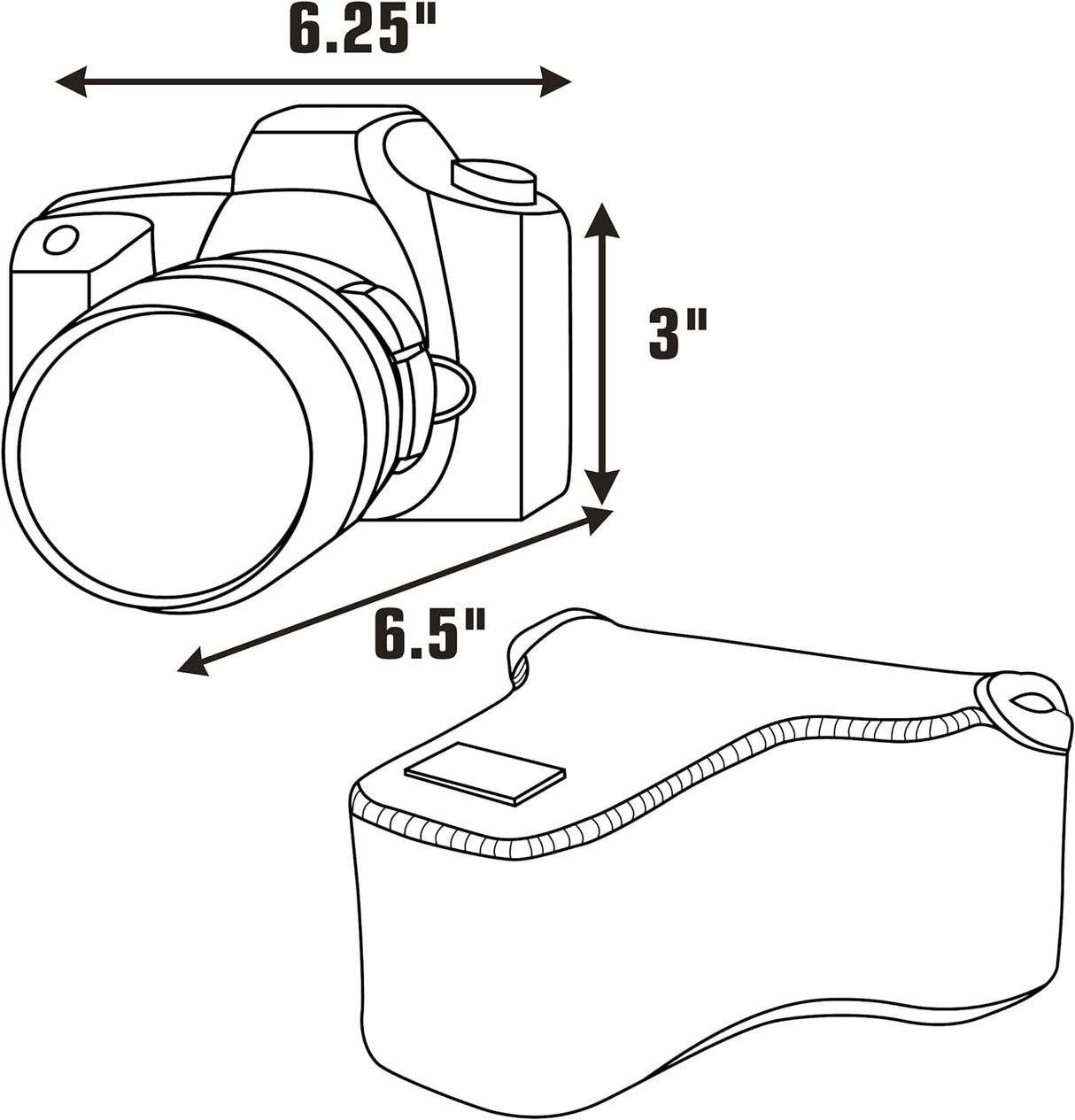 USA Gear Funda Cámara Reflex DSLR con Protección de Neopreno, Presilla para Cinturón y Almacenamiento de Accesorios - Compatible con Nikon D3400, Canon EOS Rebel SL2, Pentax K-70 y más - Negro