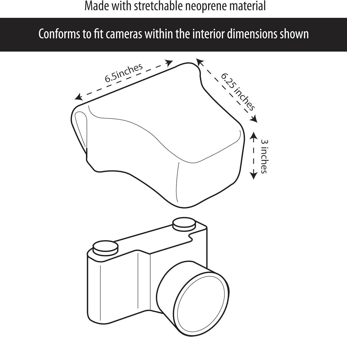 USA Gear Custodia per fotocamera reflex DSLR con protezione in neoprene, passante per cintura e spazio per accessori - Compatibile con Nikon D3400, Canon EOS Rebel SL2, Pentax K-70 e Altri - Nero