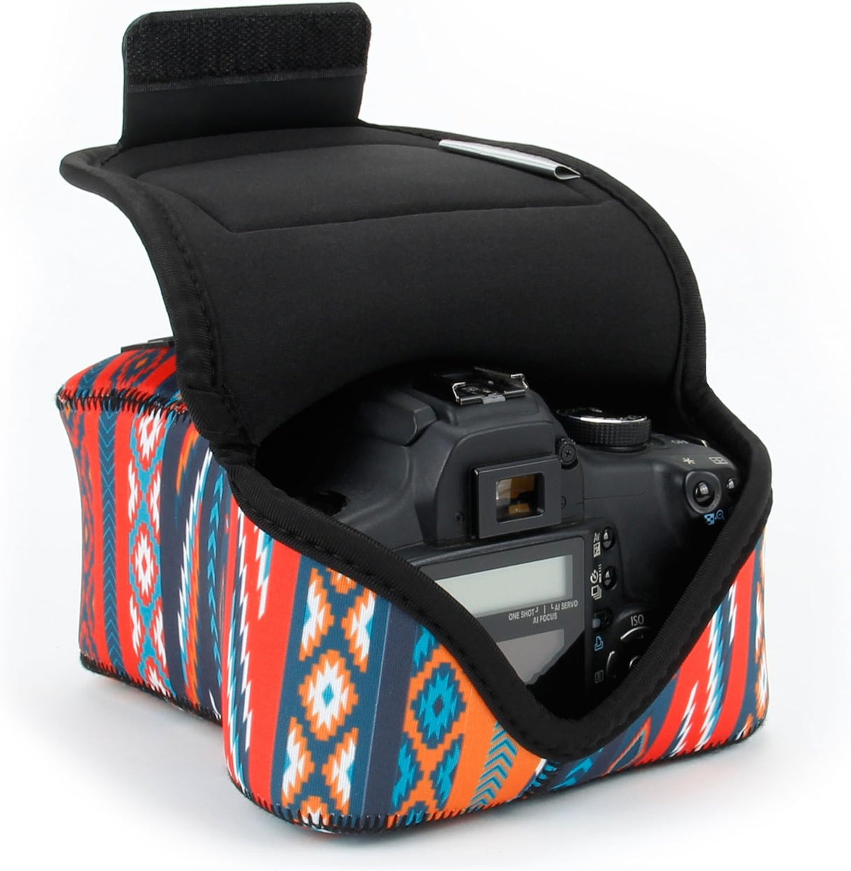 USA Gear Custodia per fotocamera reflex DSLR con protezione in neoprene, passante per cintura e spazio per accessori - Compatibile con Nikon D3400, Canon EOS Rebel SL2, Pentax K-70 e Altri - Nero