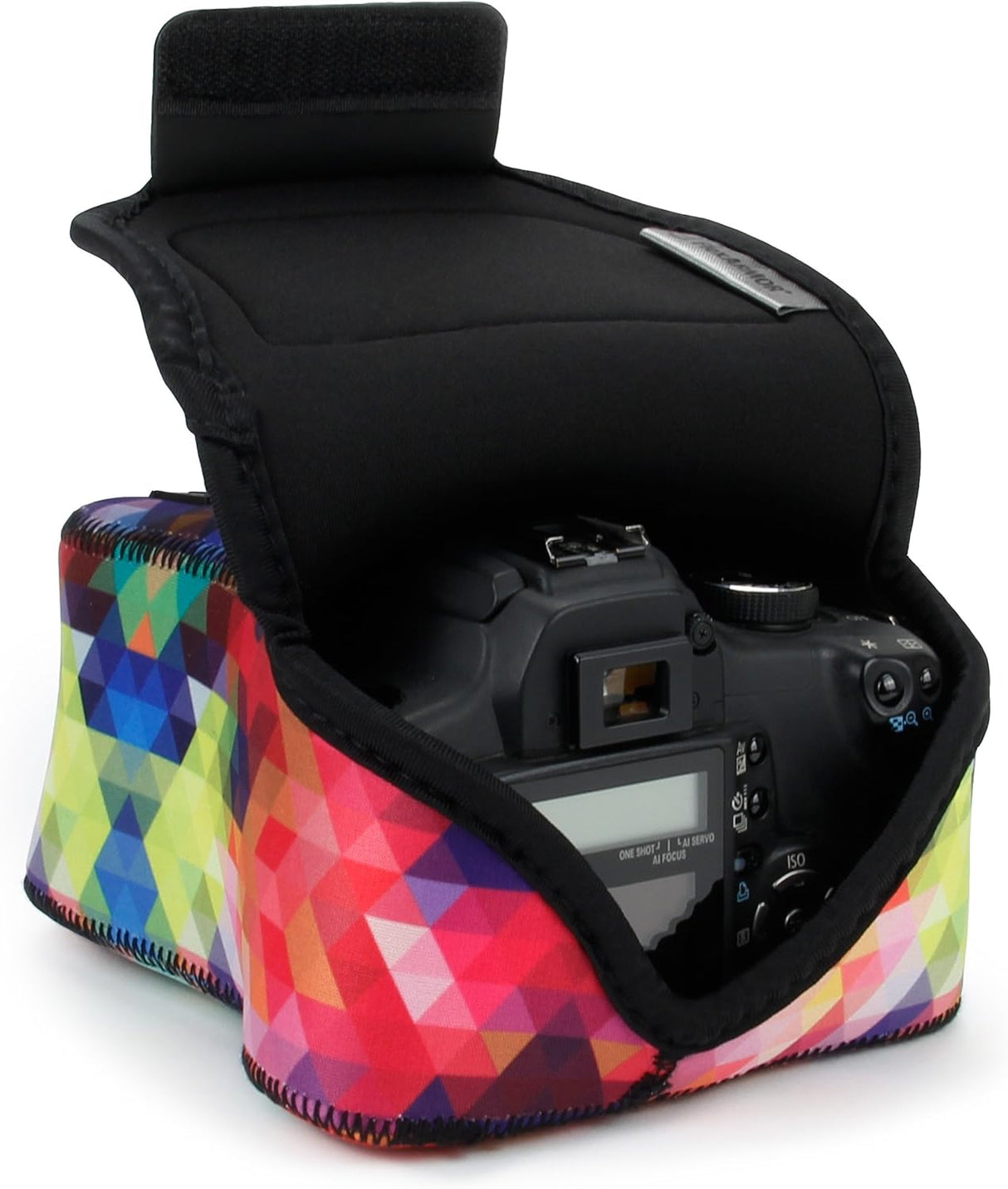 USA Gear Custodia per fotocamera reflex DSLR con protezione in neoprene, passante per cintura e spazio per accessori - Compatibile con Nikon D3400, Canon EOS Rebel SL2, Pentax K-70 e Altri - Nero