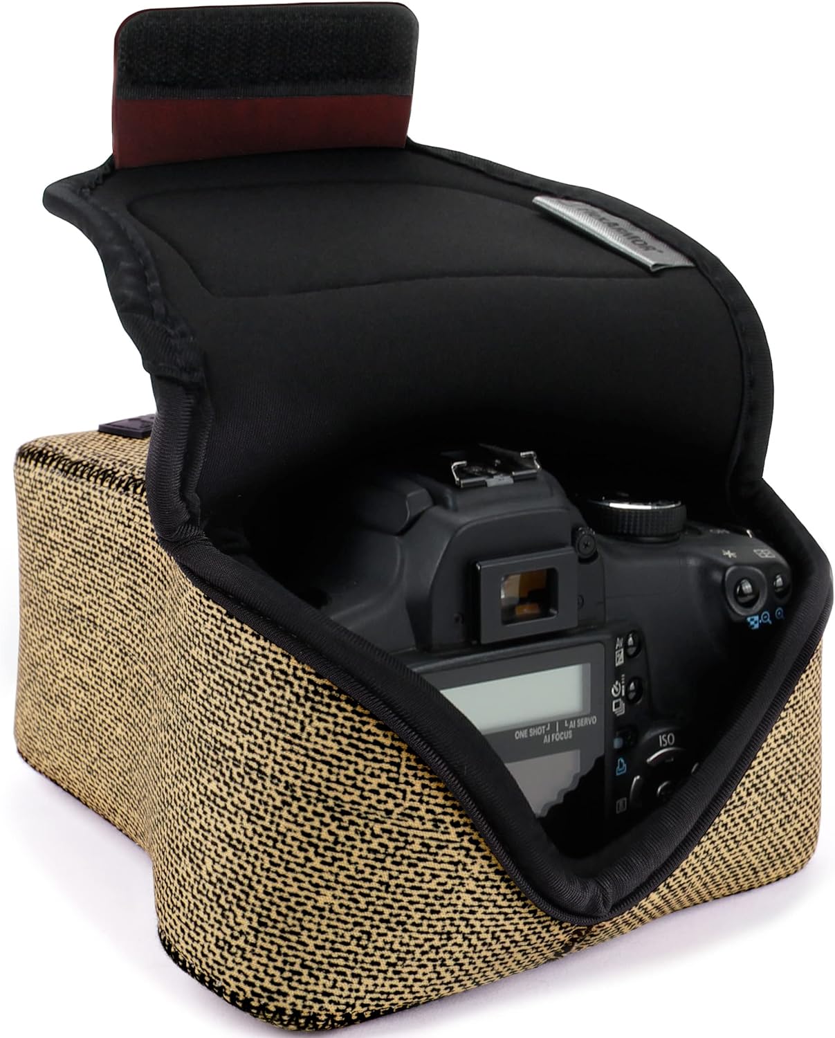 USA Gear Custodia per fotocamera reflex DSLR con protezione in neoprene, passante per cintura e spazio per accessori - Compatibile con Nikon D3400, Canon EOS Rebel SL2, Pentax K-70 e Altri - Nero