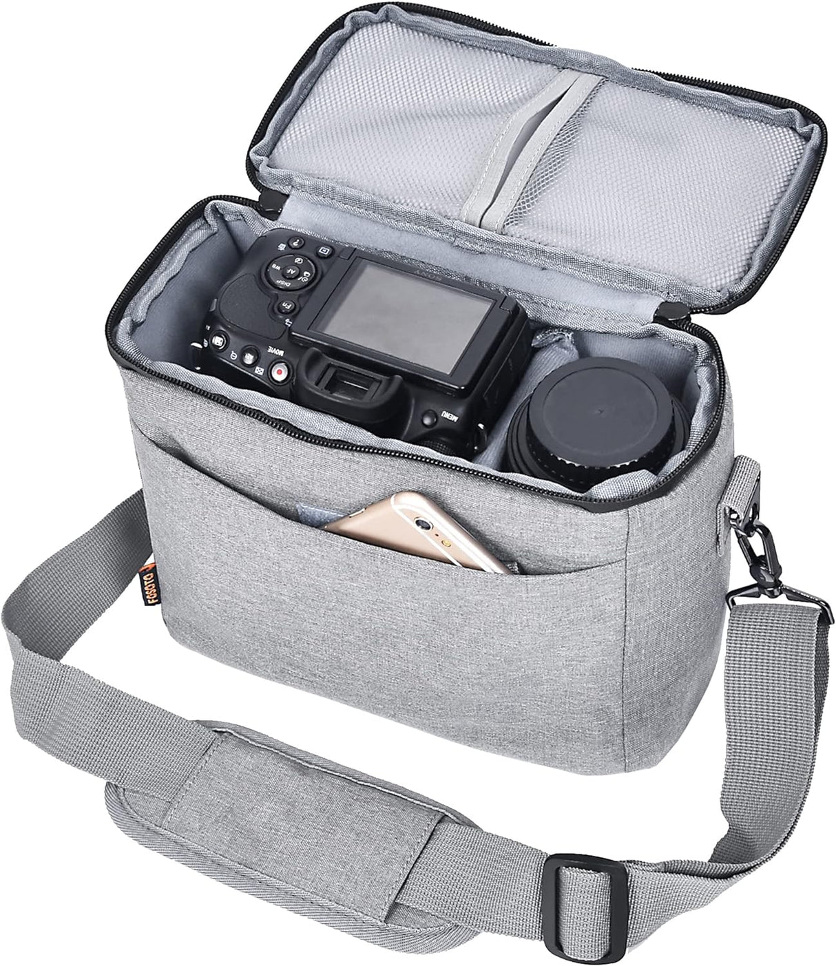 FOSOTO Digital SLR DSLR SLR Borsa per fotocamera Borsa a tracolla impermeabile anti-shock per 1 fotocamera, 1 o 2 obiettivi e accessori fotografici per Canon 700D 1200D 600D, Nikon Sony a7 II a6400, Panasonic