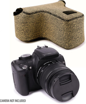USA Gear Custodia per fotocamera reflex DSLR con protezione in neoprene, passante per cintura e spazio per accessori - Compatibile con Nikon D3400, Canon EOS Rebel SL2, Pentax K-70 e Altri - Nero