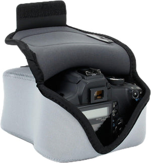 USA Gear Custodia per fotocamera reflex DSLR con protezione in neoprene, passante per cintura e spazio per accessori - Compatibile con Nikon D3400, Canon EOS Rebel SL2, Pentax K-70 e Altri - Nero